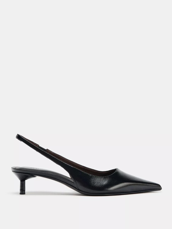 Zara Shoes - Zara Leather Slingback Kitten Heels